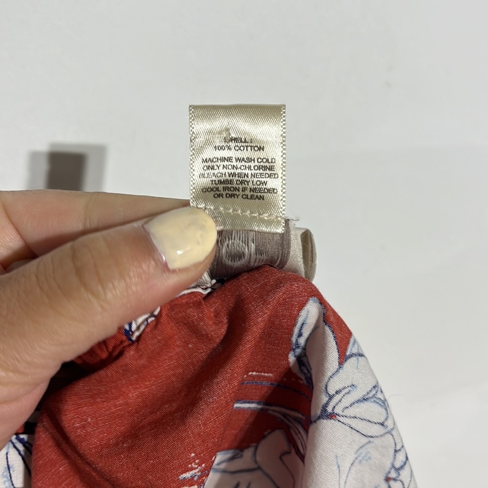 LOFT Outlet Burnt Orange Floral 3/4 Length Tie Sleeves Off-The Shoulder Blouse M - Picture 11 of 11